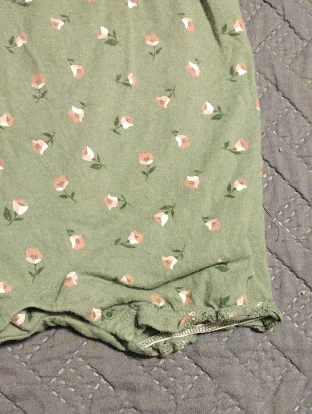 Carter's Olive Green Floral Sleeveless Baby Romper - Picture 4 of 7